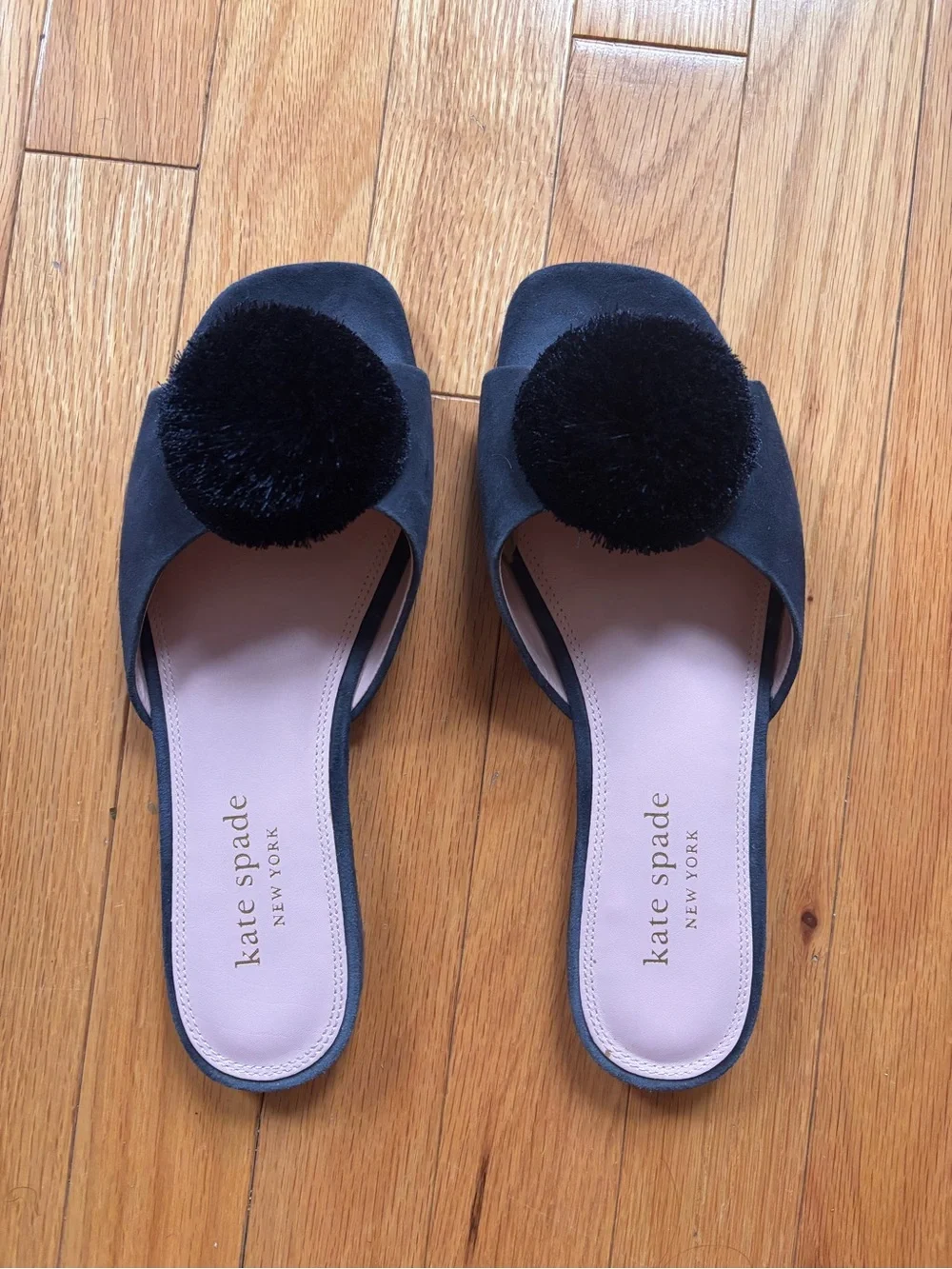 [SOLD] Kate Spade Navy Pom Slide Sandals - Women's Slip-On Mules